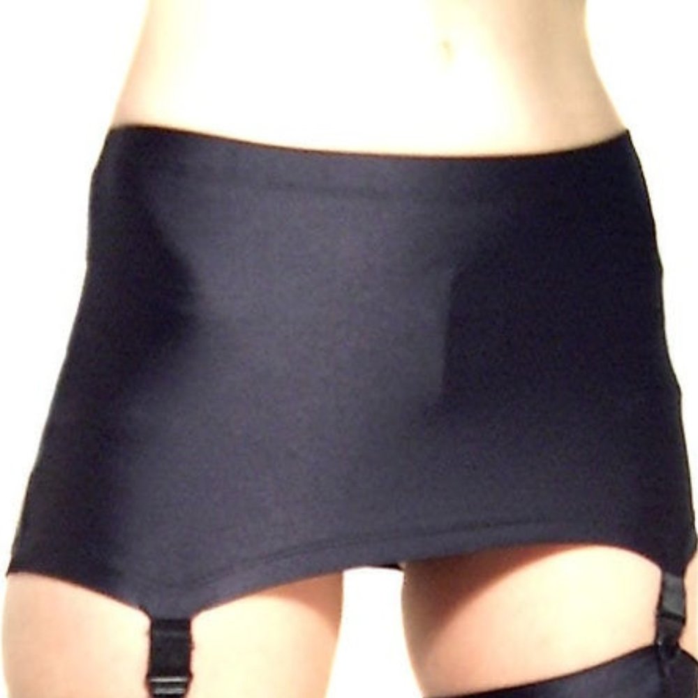 Black Spandex Suspender Belt Madame Fantasy Medium